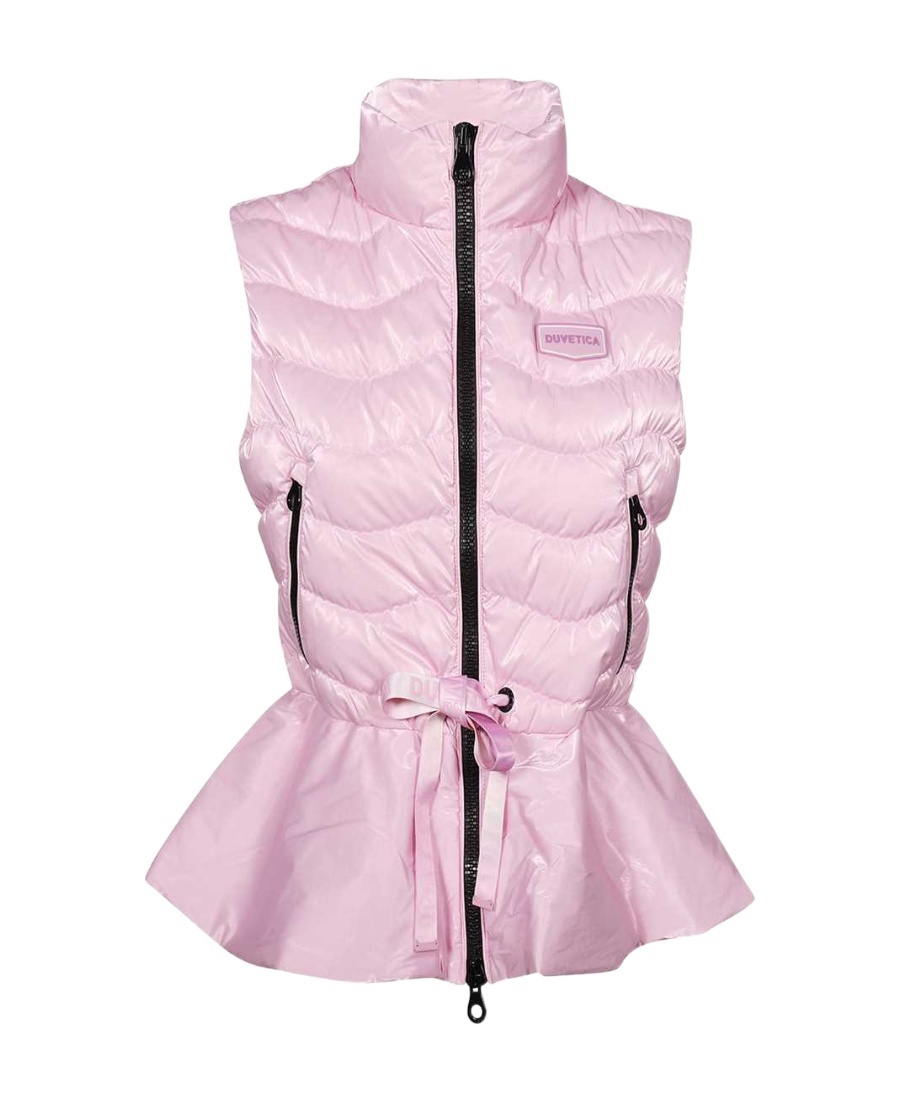 Duvetica Peplum-hem Quilted Down Vest In Pink