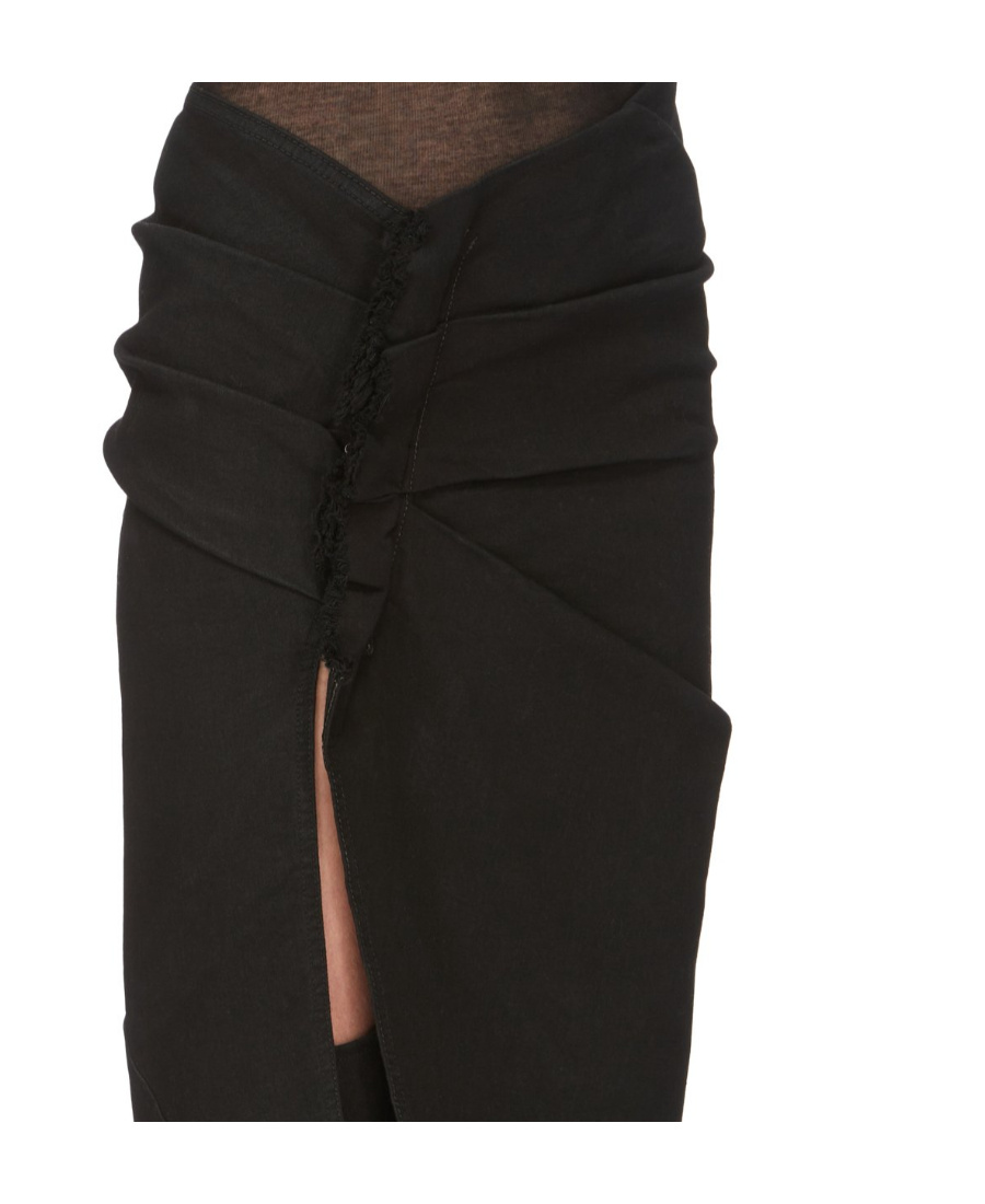 Rick Owens Drkshdw Denim Wrap Midi Skirt In Black