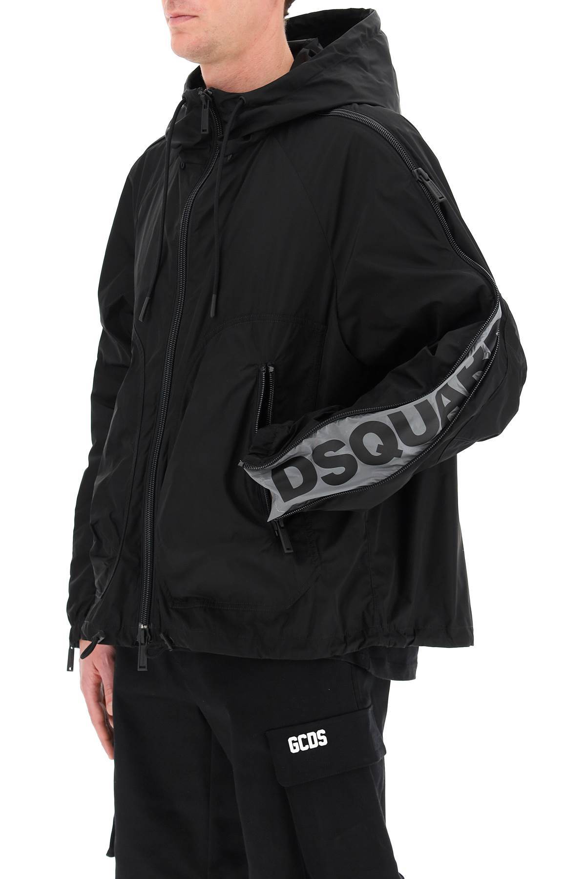 Shop Dsquared2 Zipped-sleeves Hooded Jacket In Black