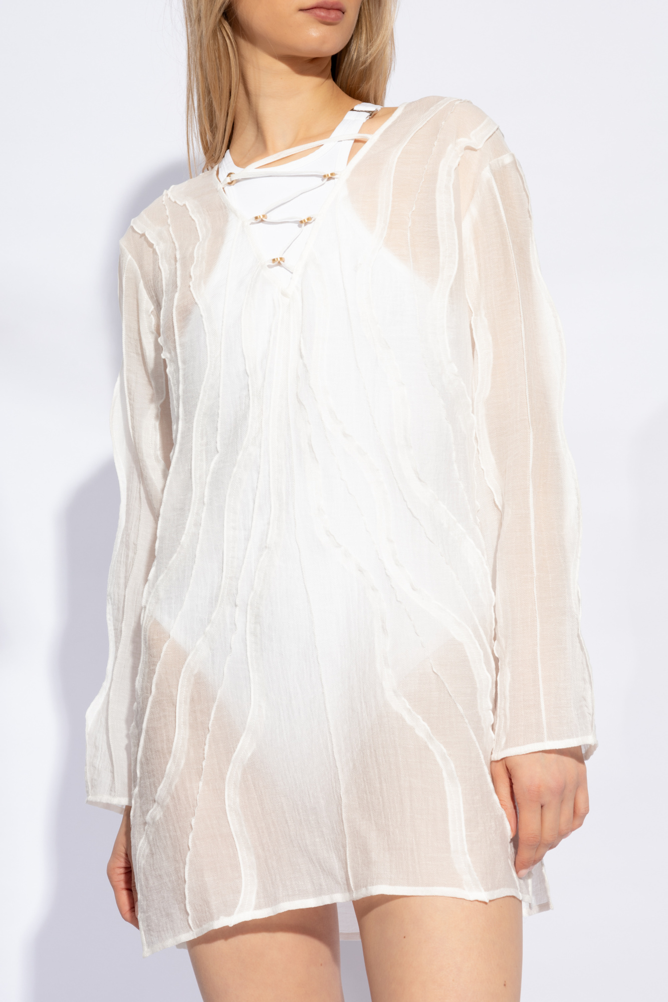 Cult Gaia Shemariah Wave-pattern Cover-up Dress In White