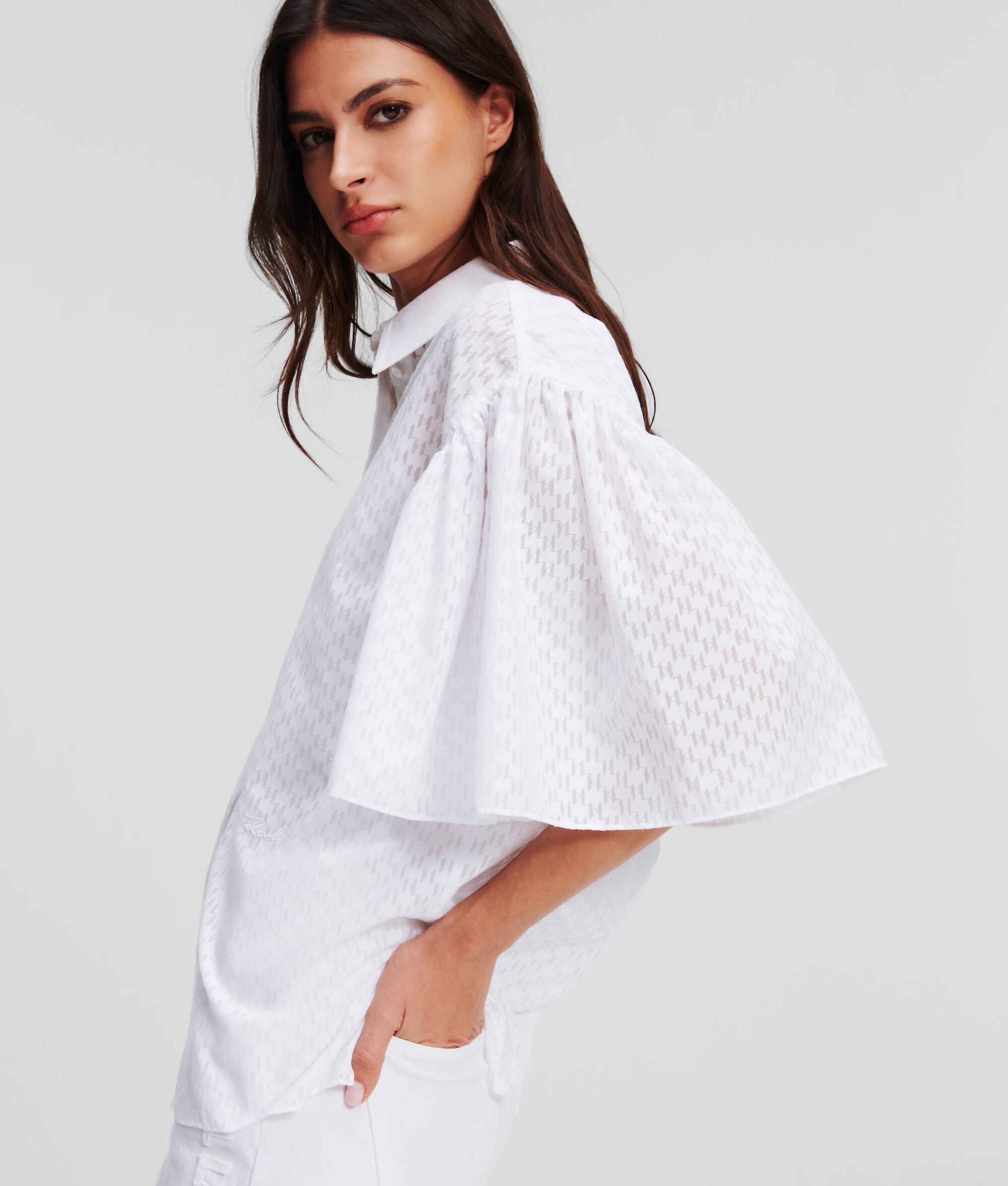 Karl Lagerfeld Letter Pattern Shirt In White