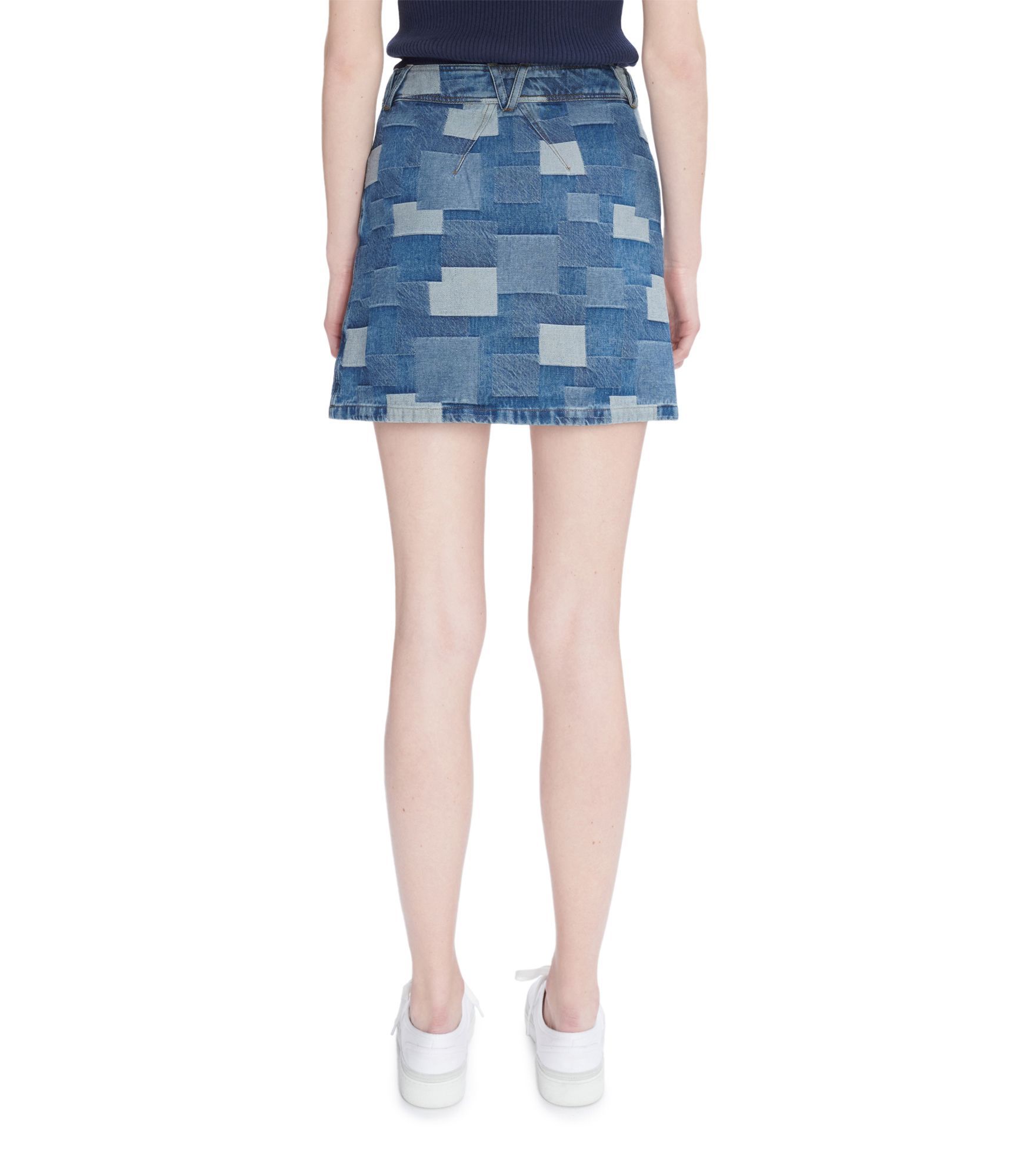 Apc Patchwork V-belt Mini Skirt With Front Pockets In Blue