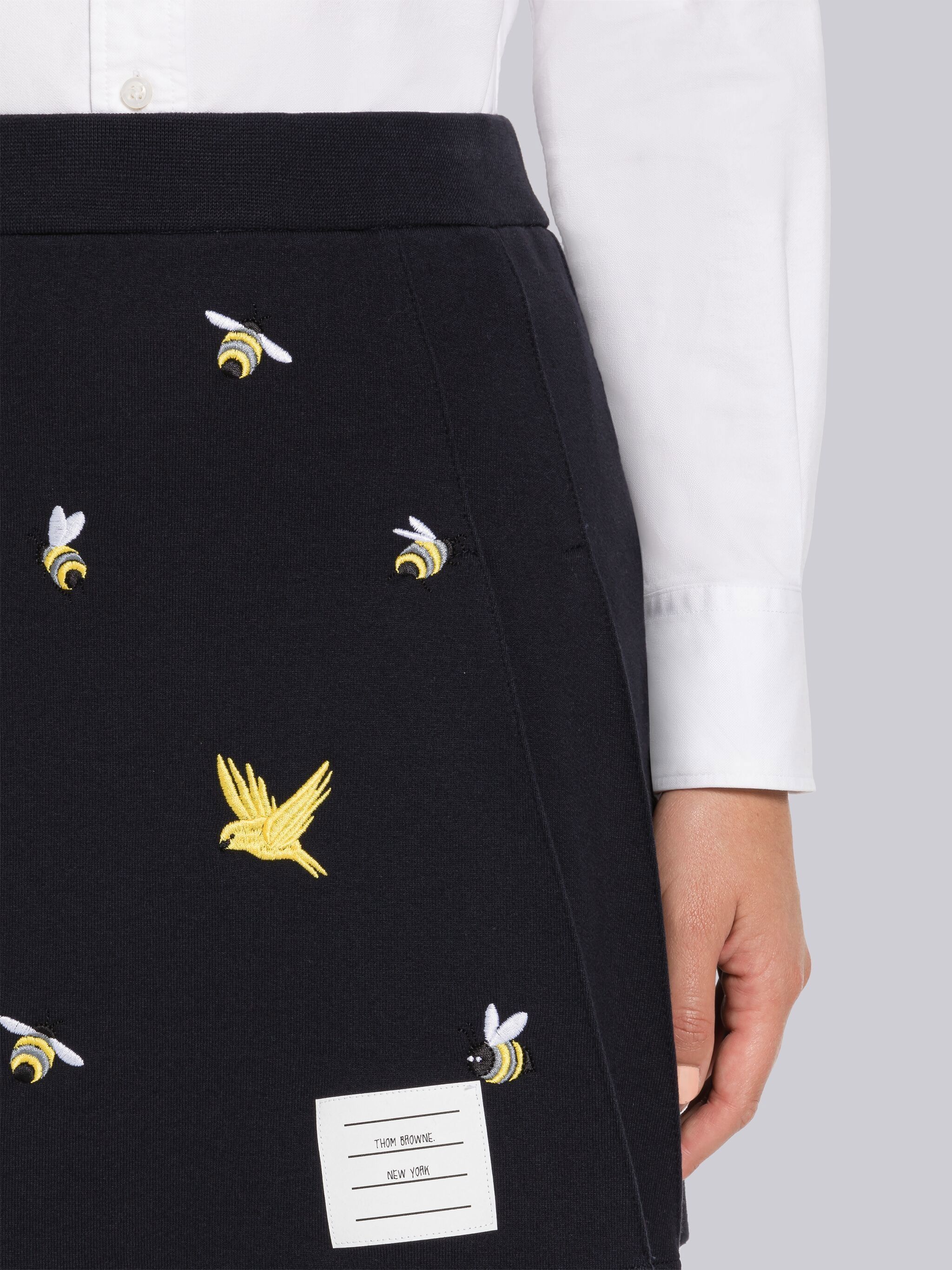 Thom Browne Embroidered A-line Skirt In Black
