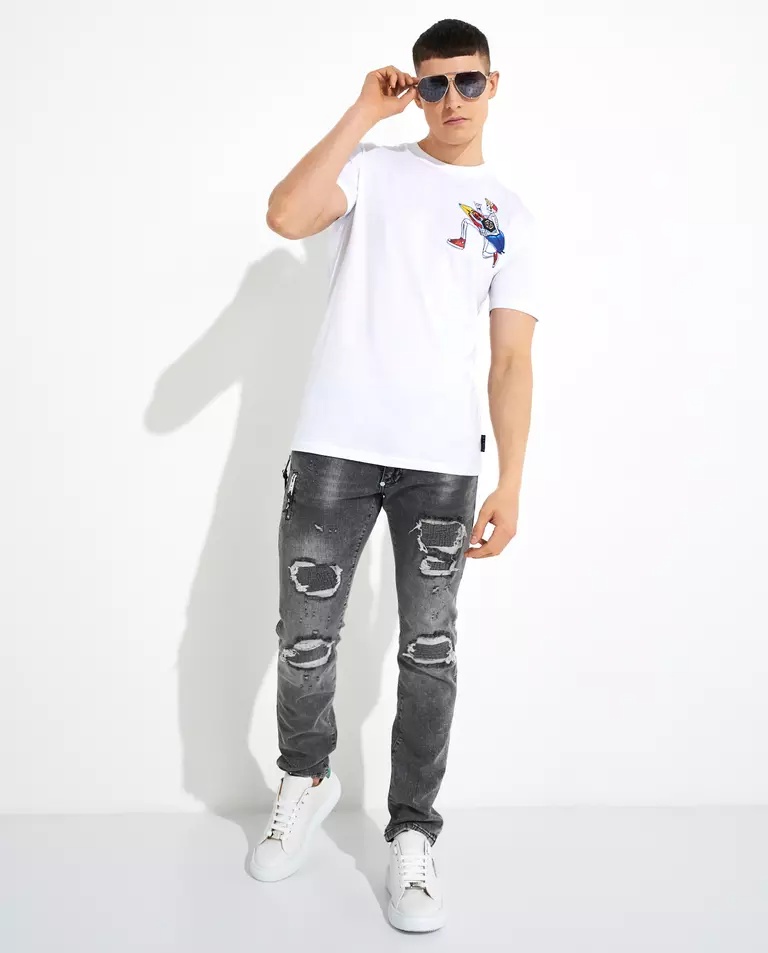Philipp Plein Belt Loop Jeans In Gray