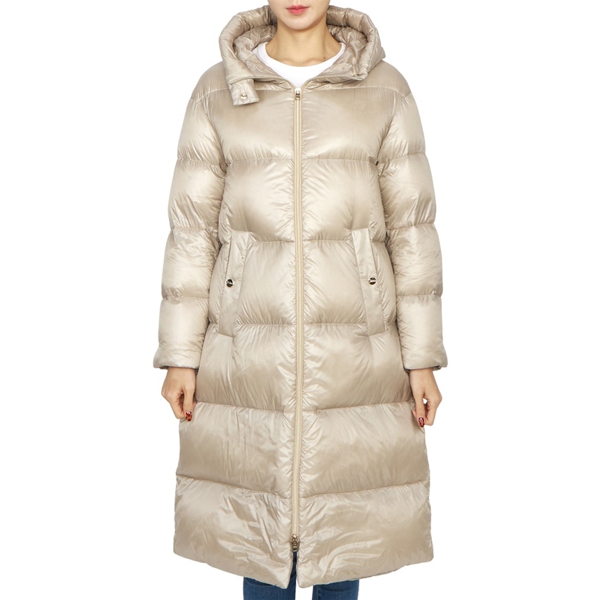 Herno Long-sleeved Hooded Down Jacket In Nude