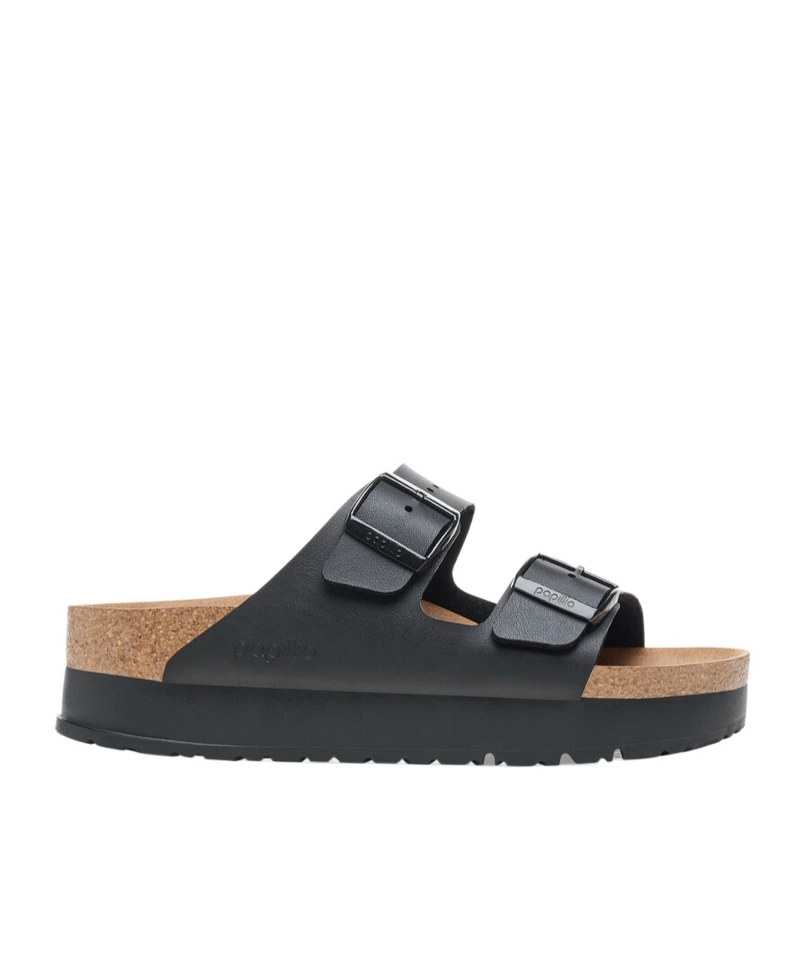 Birkenstock Arizona 25 Mm Platform Slides In Black