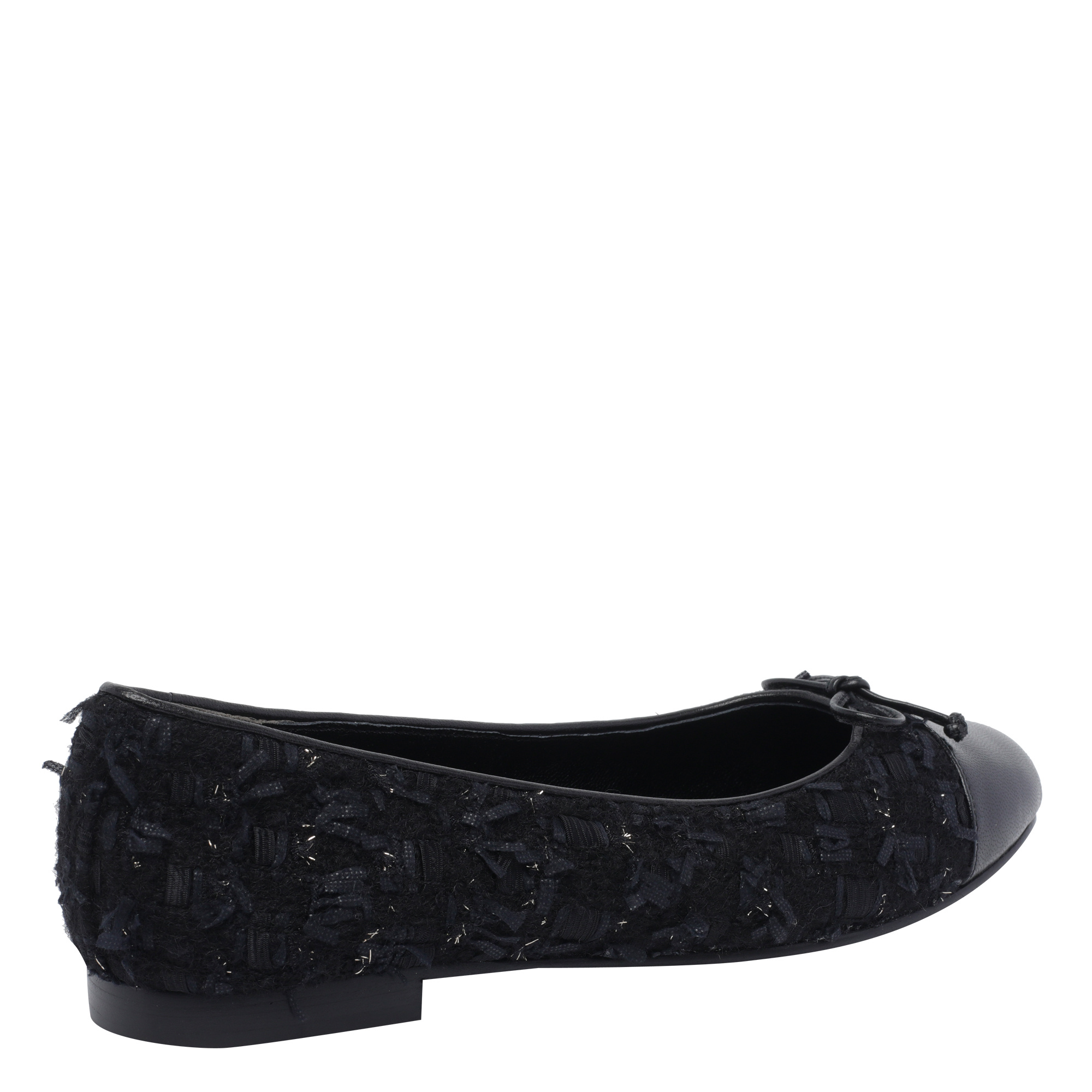 Tory Burch Tweed Cap-toe Ballet Flats In Black
