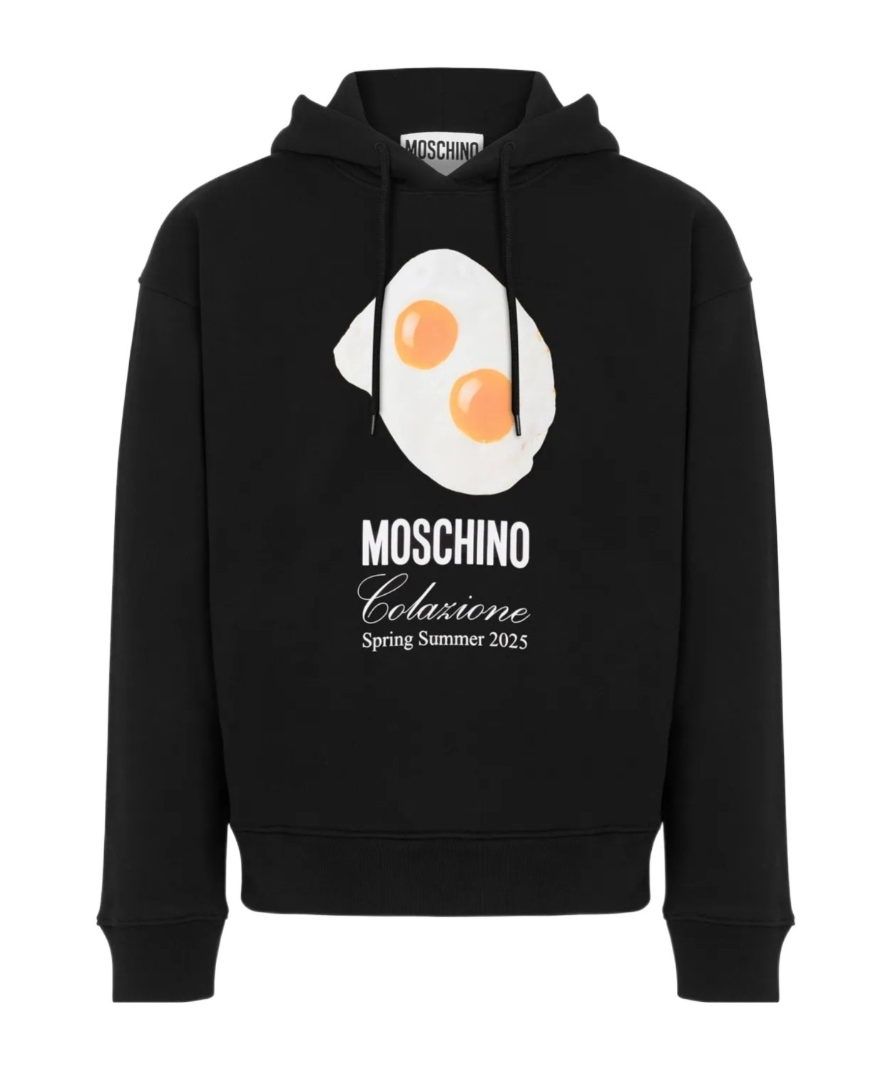Moschino Graphic Print Breakfast Pocket Hoodie In Black