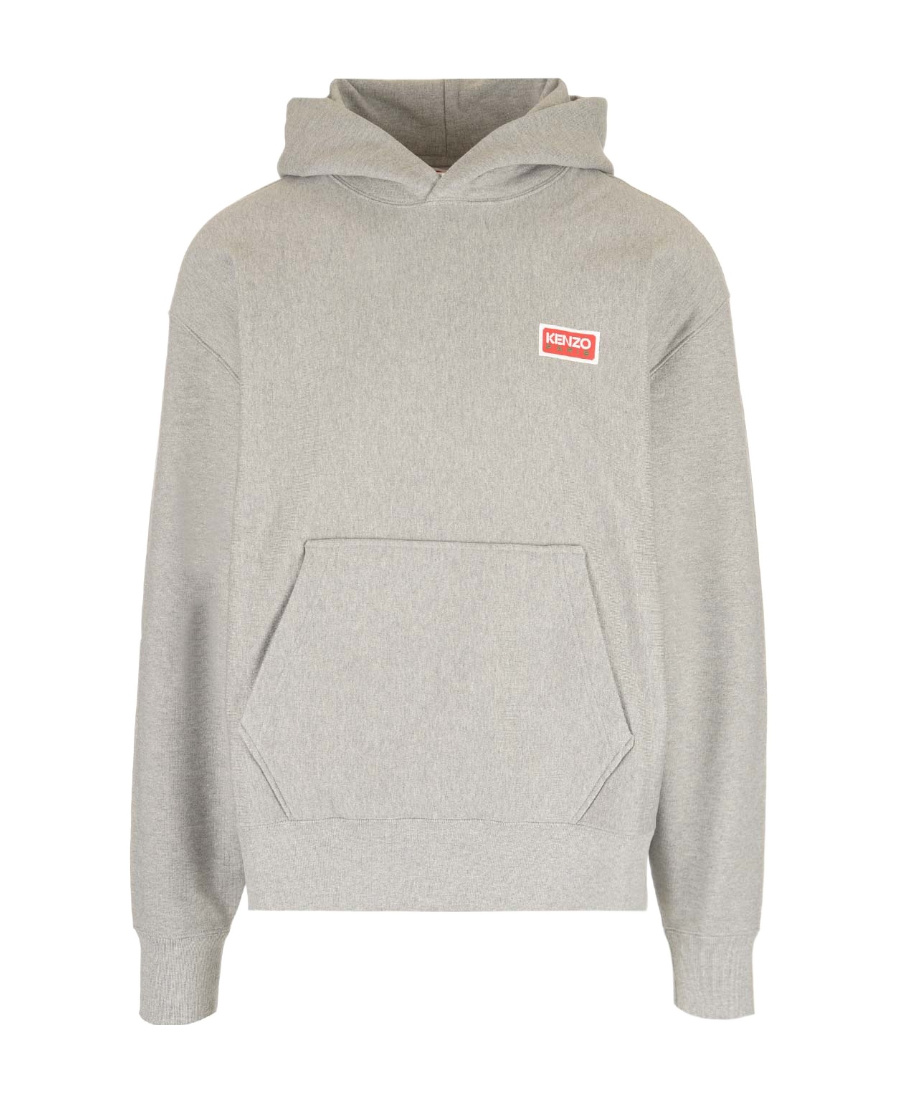 Kenzo Logo-print Cotton Hoodie In Gray