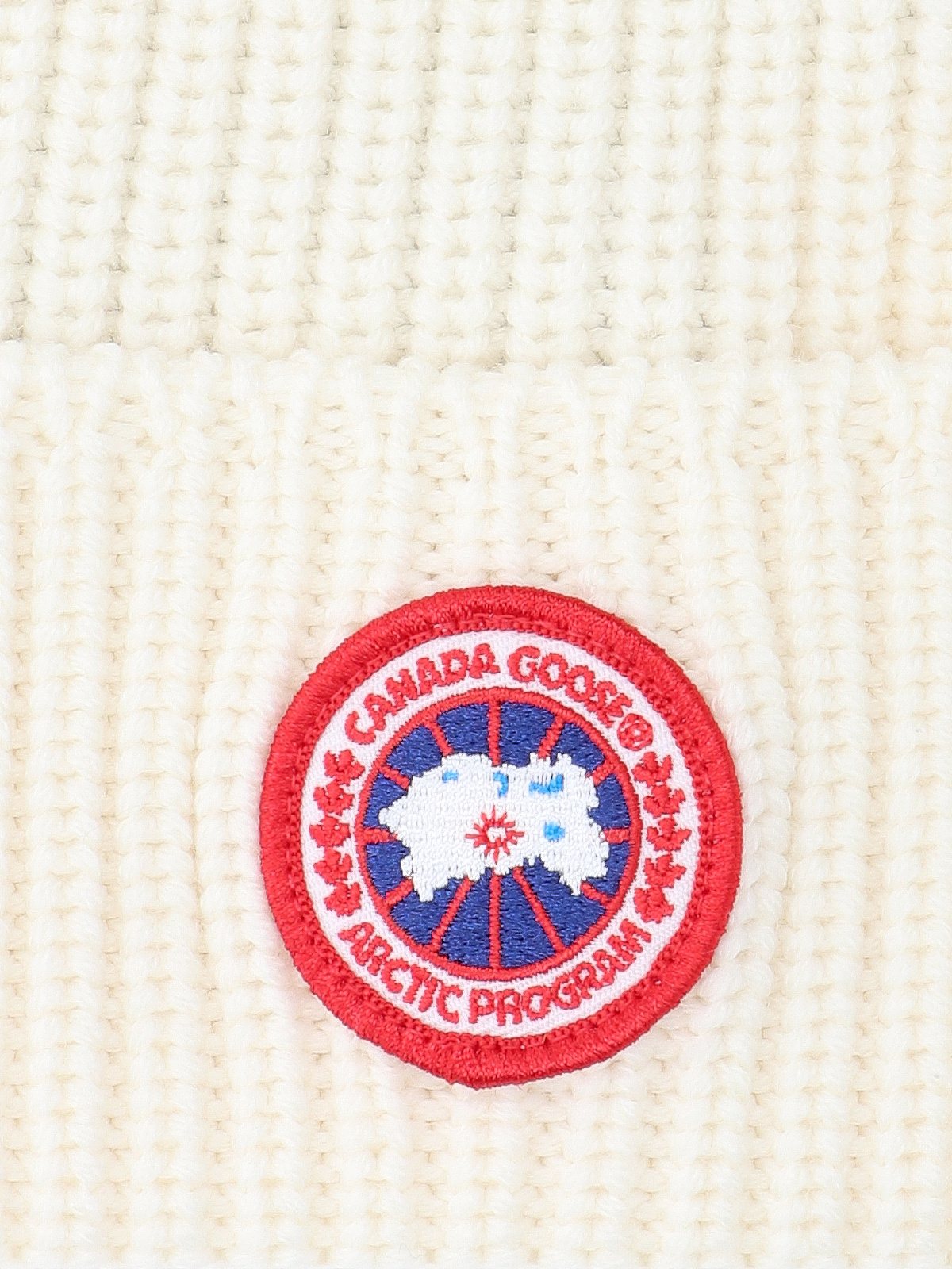 Canada Goose Logo-patch Ribbed-knit Beanie In White
