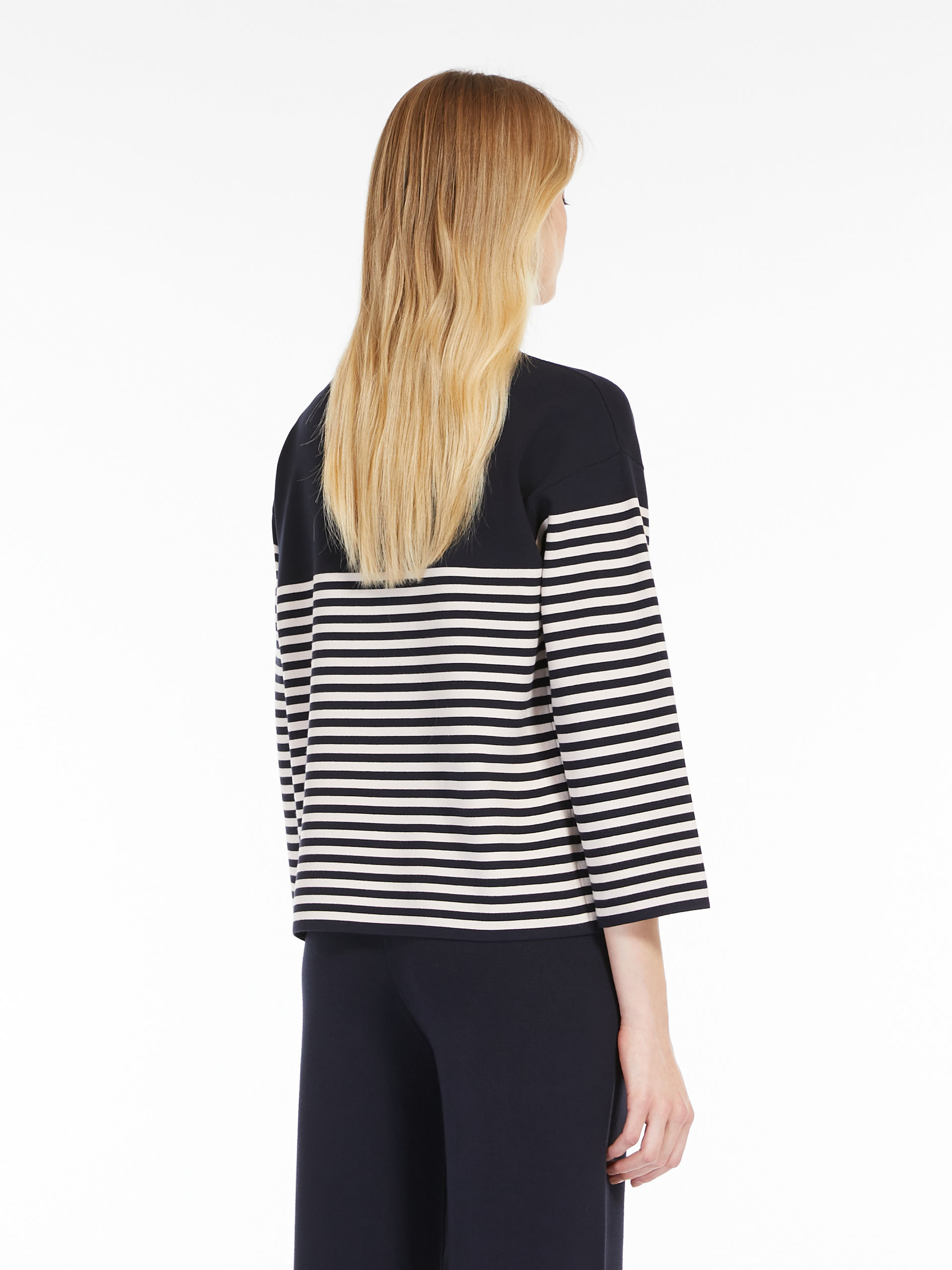 Max Mara Striped Stretch Sweater In Black