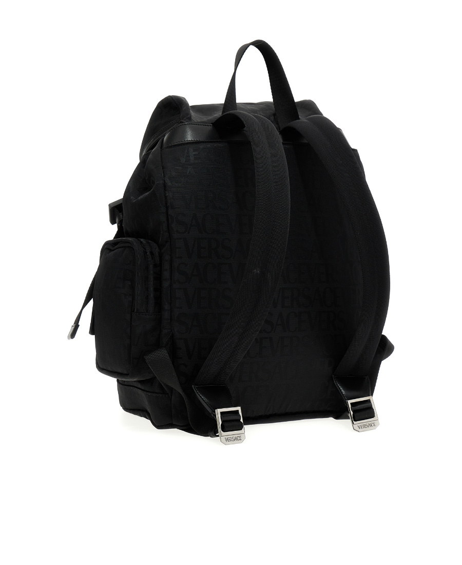 Versace Allover Backpack In Black