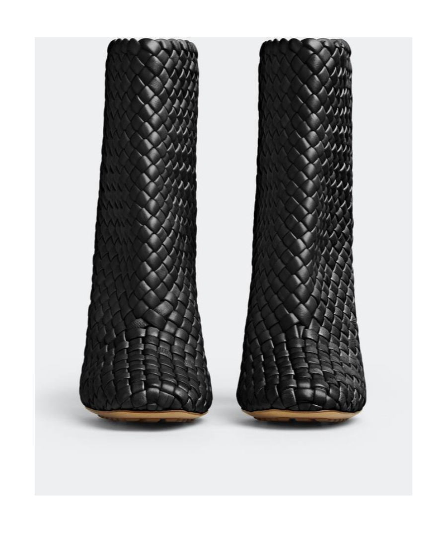 Bottega Veneta Dark Brown Leather Atomic Ankle Boots In Black