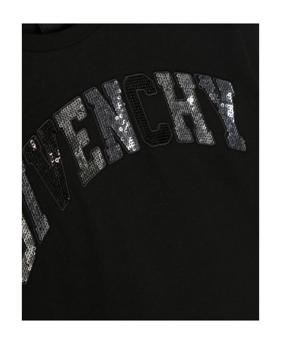 Givenchy T-shirt Nera In Jersey Di Cotone Bambina In Black