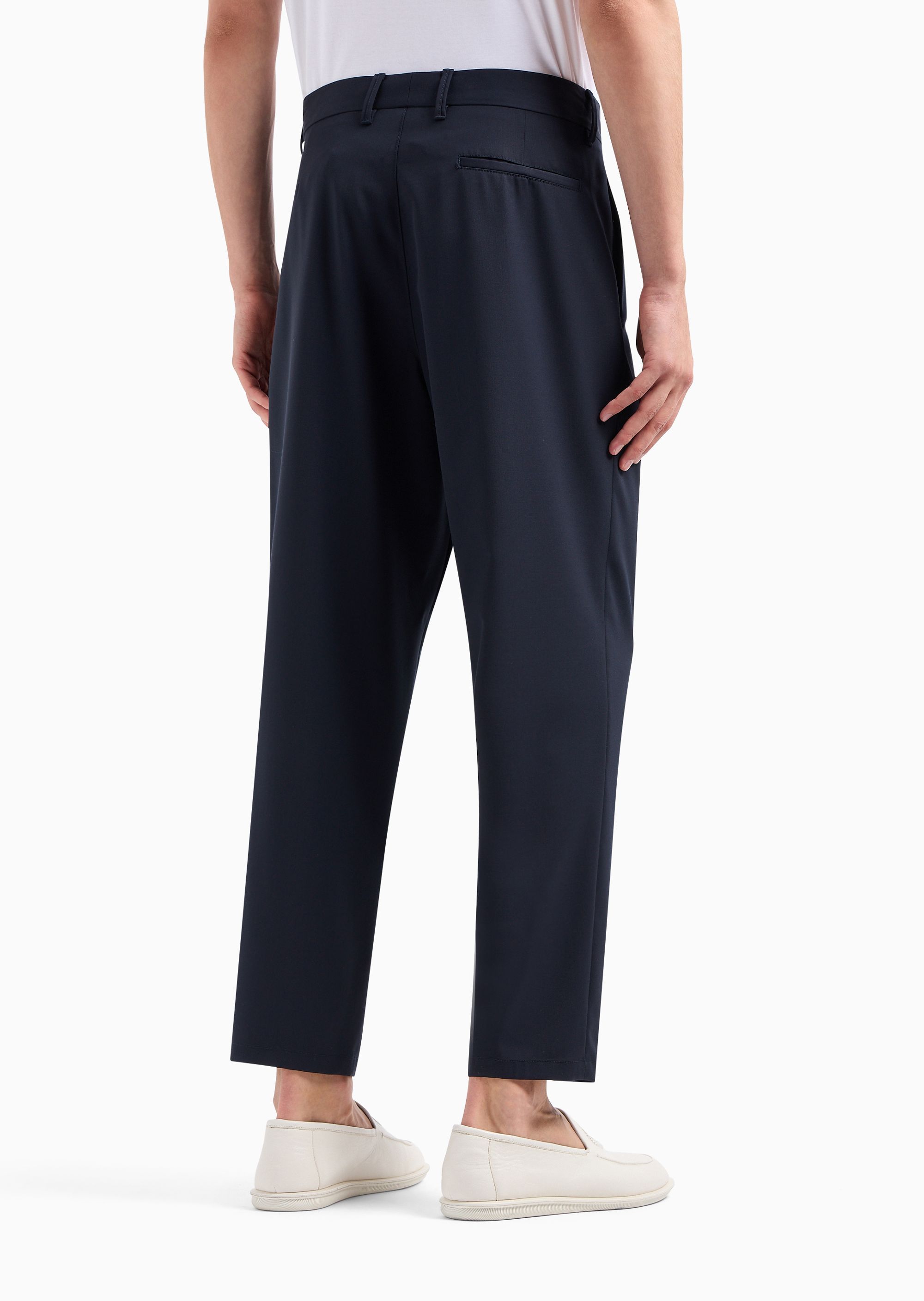 Giorgio Armani Cupro And Viscose Jacquard One-dart Trousers In Black