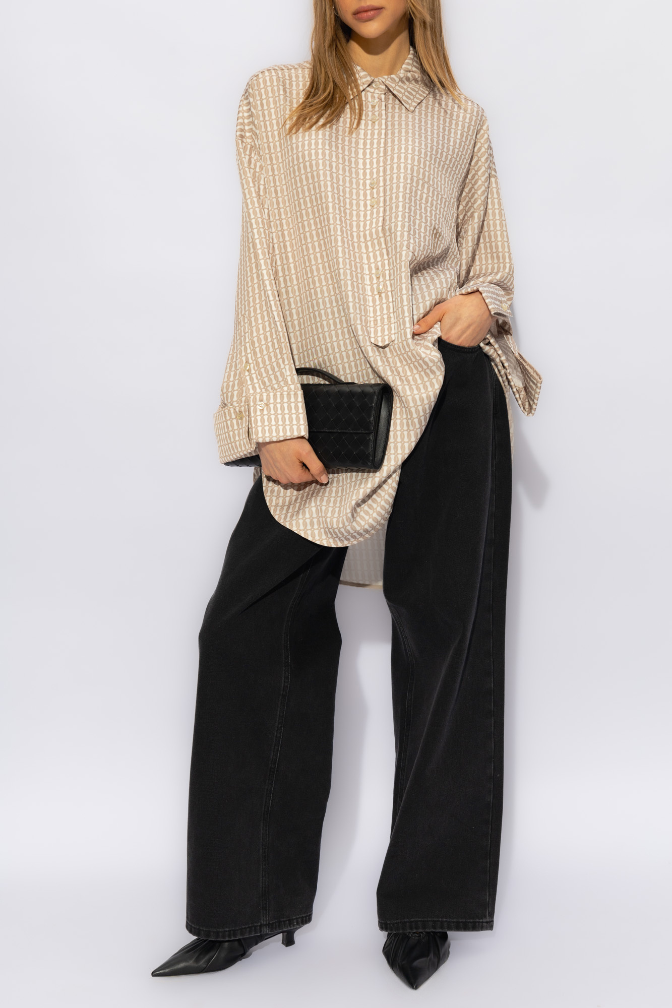 By Malene Birger Geometric-pattern Blouse In Nude