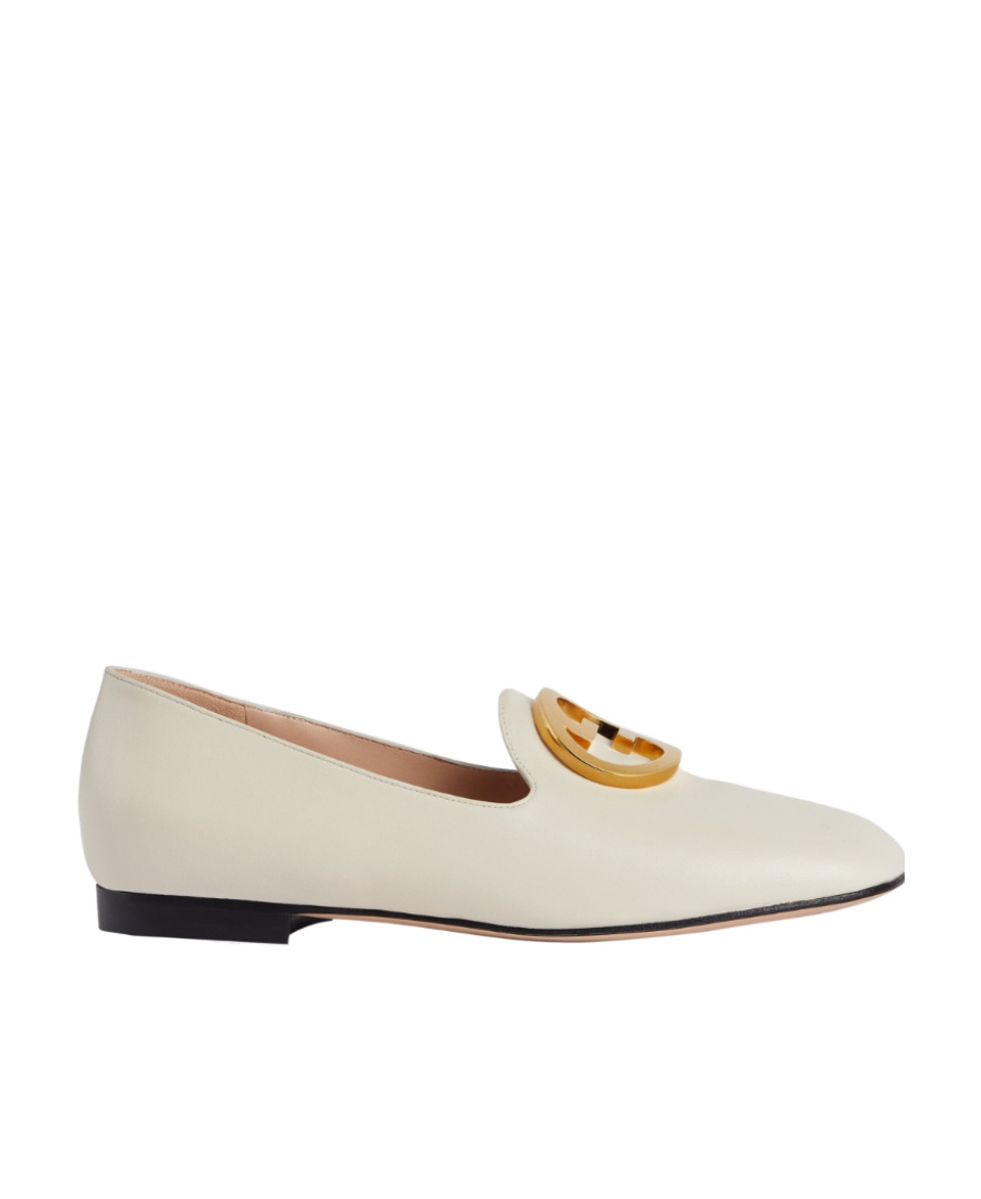 Gucci Blondie Logo-plaque Loafers In White
