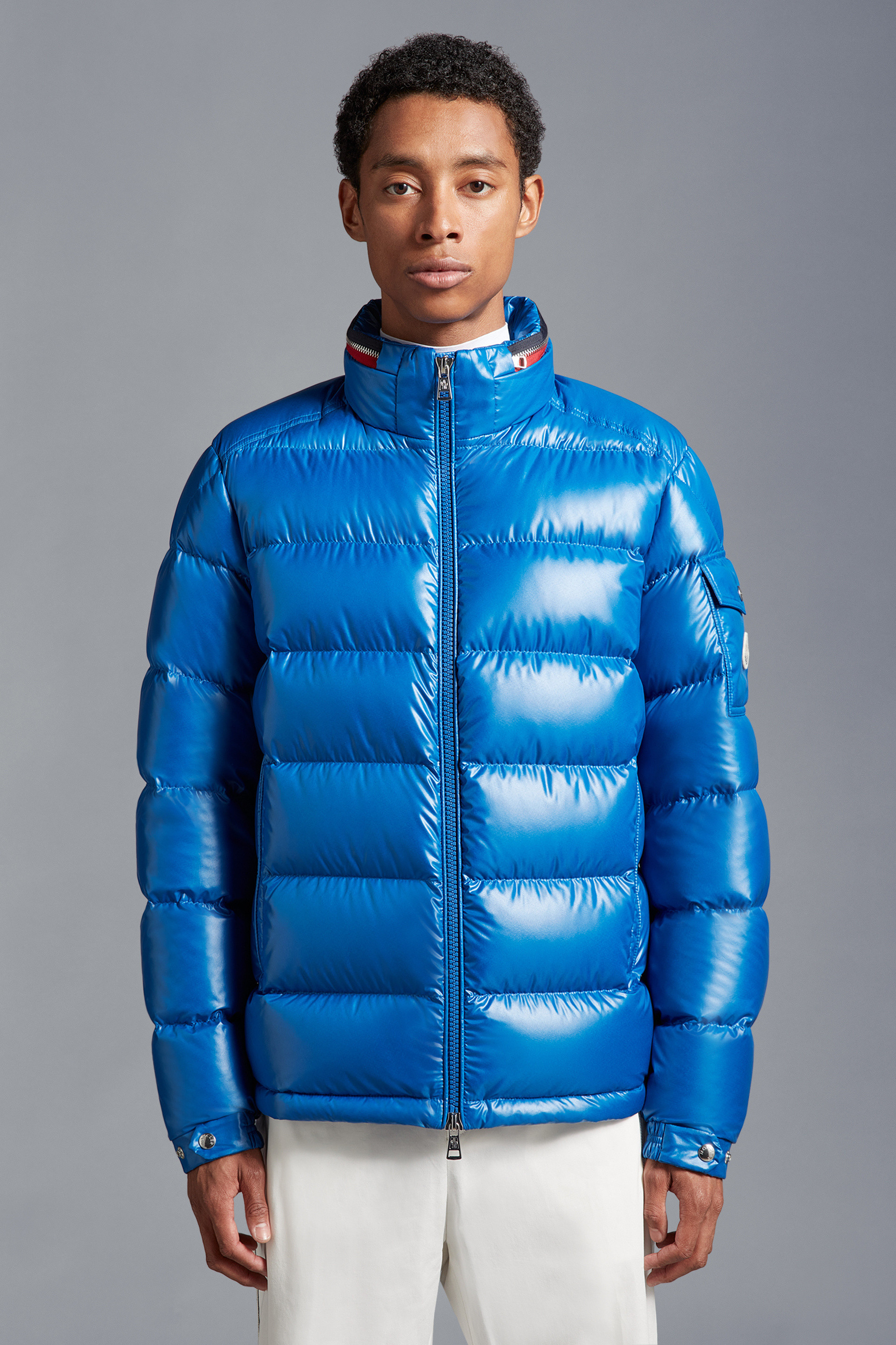 Moncler Brendann Logo-patch Quilted Jacket In Blue