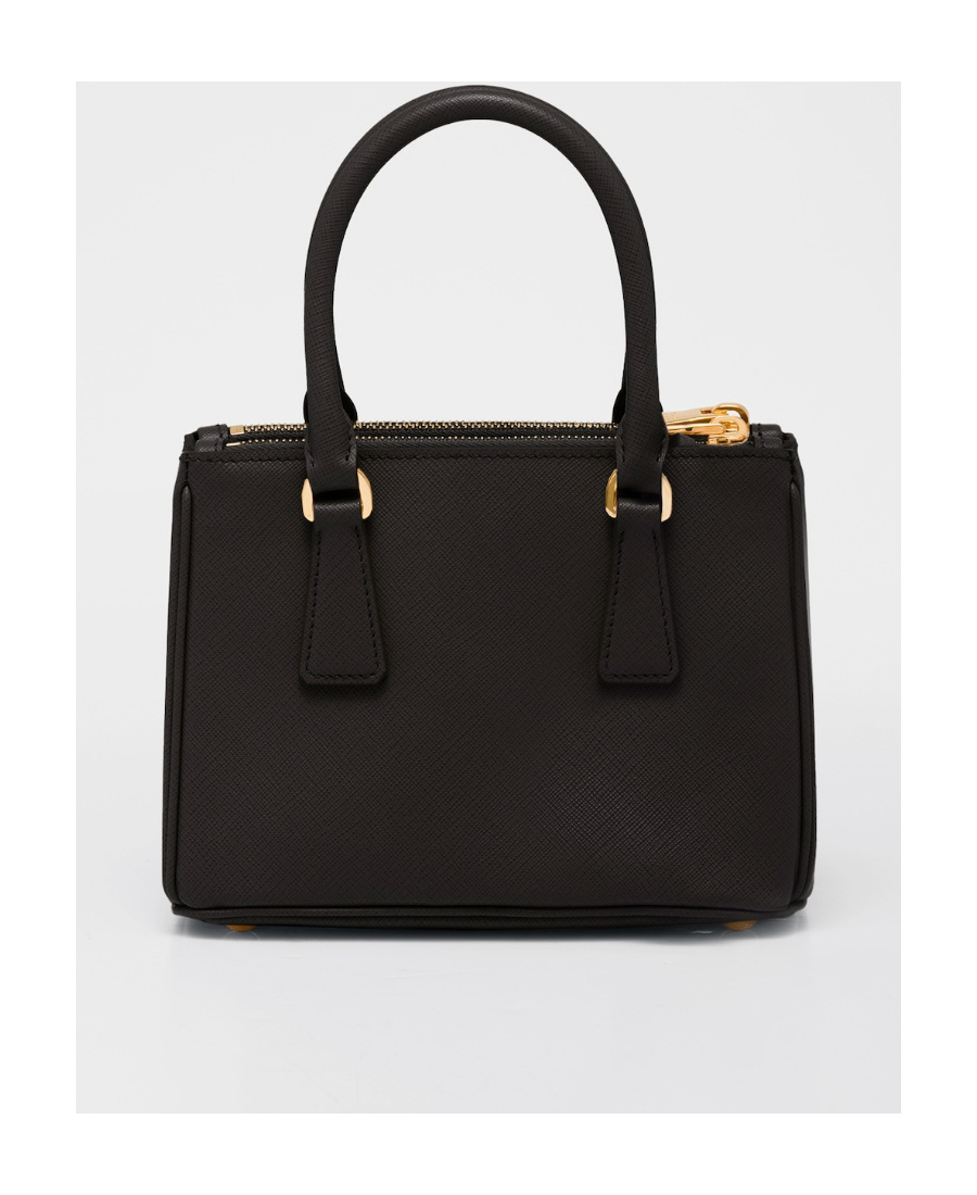 Prada Galleria Saffiano Leather Mini Logo Handbag In Black