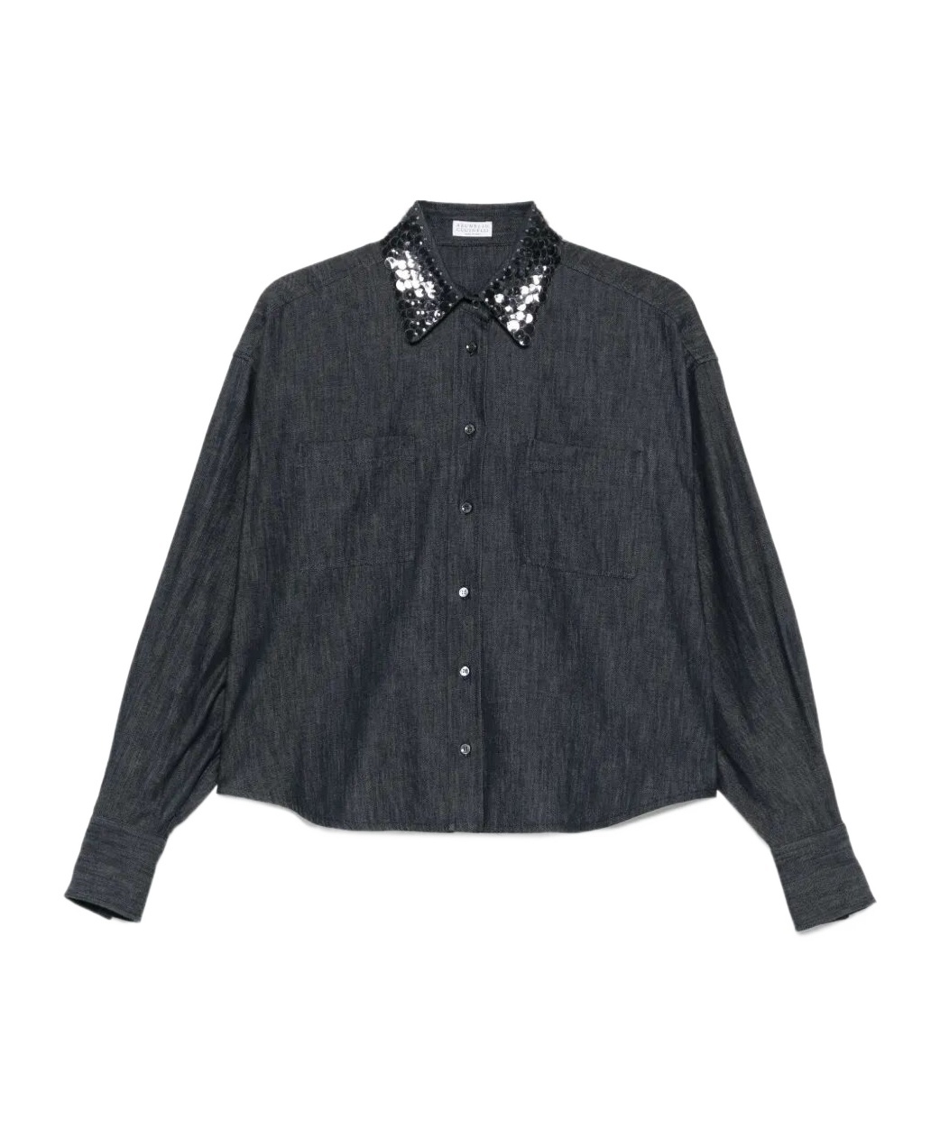 Brunello Cucinelli Sequin-embellished Denim Shirt In Black