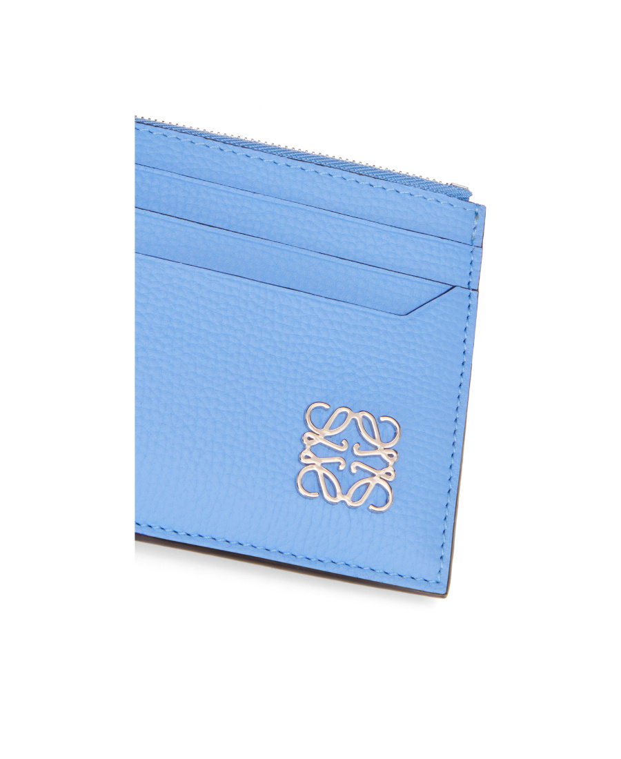 Loewe Logo Zipper Card Bag In Blue