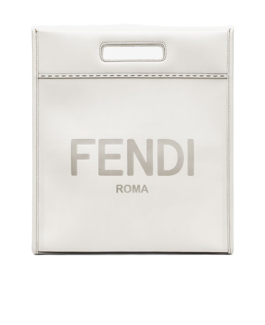 Fendi N-s Embossed Logo Tote Bag In Gray