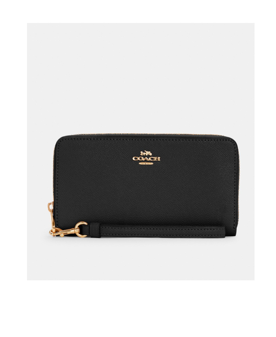Coach Logo Long Zipper Wallet In Black