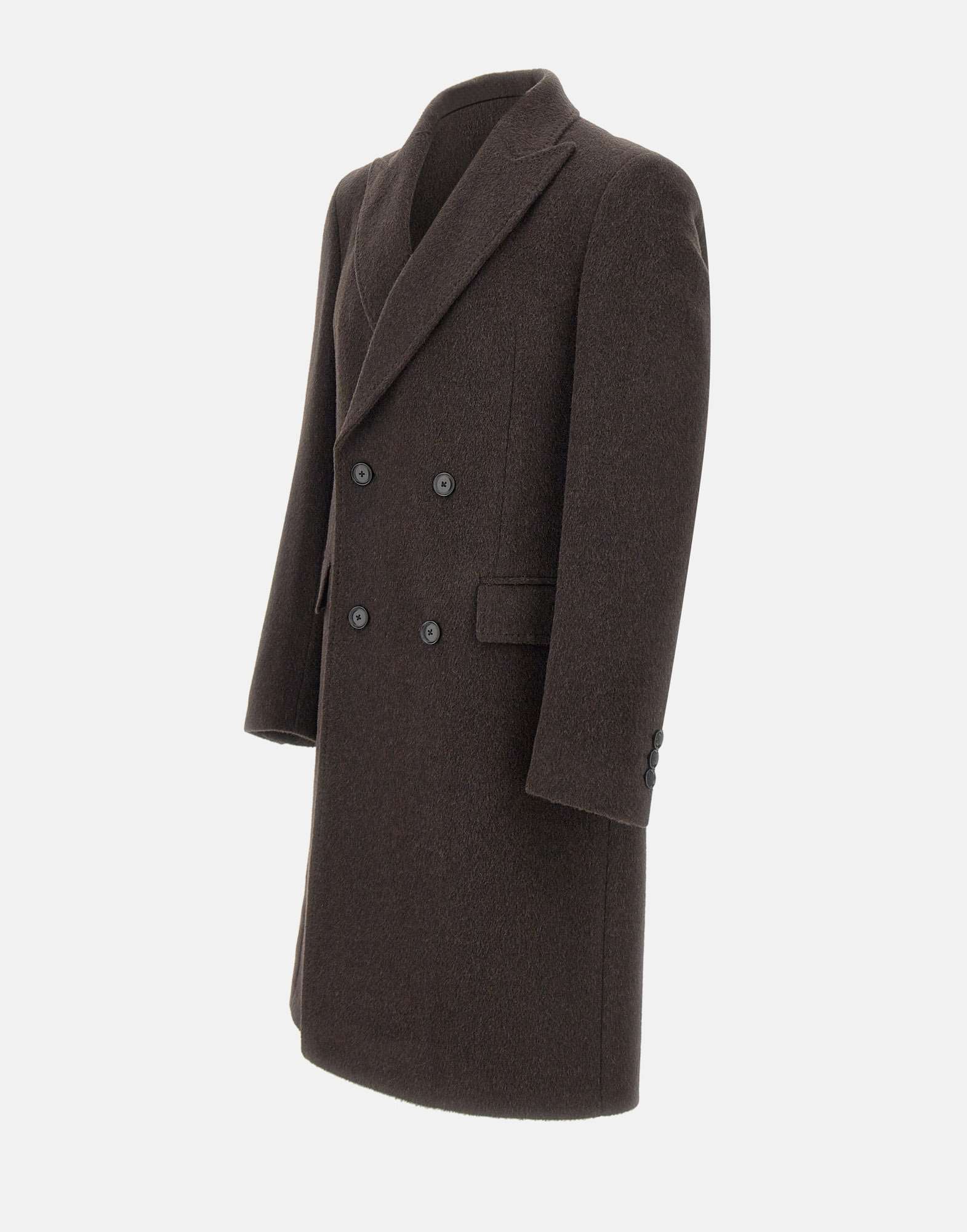 Hugo Boss Cappotto Doppiopetto In Misto Alpaca Marrone Scuro In Brown