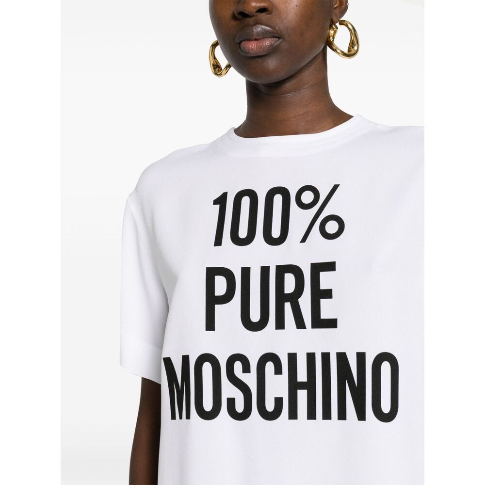 Moschino Viscose Envers Satin Logo T-shirt In White