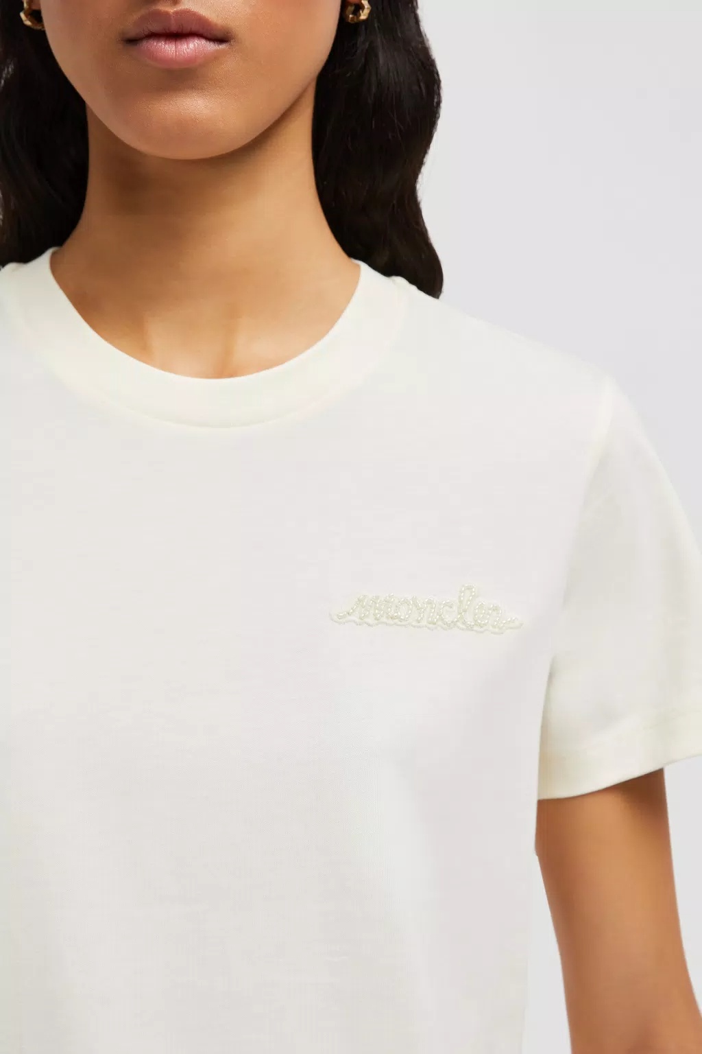 Moncler Logo-embroidered Cotton T-shirt In White