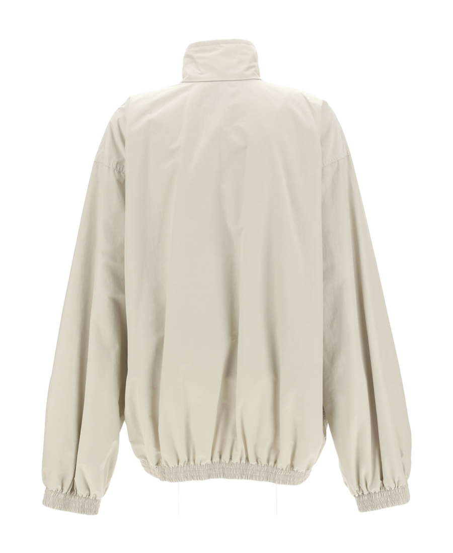 Balenciaga Logo-embroidered Zip-up Jacket In Nude
