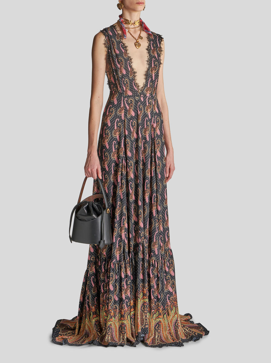 Etro Saturno Bucket Bag In Black