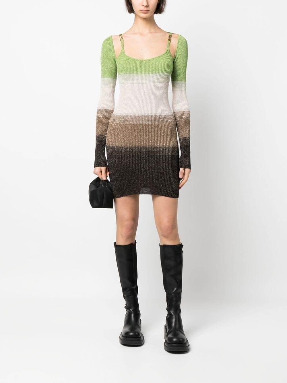 Gcds Knitted Striped Mini Dress In Multicolor