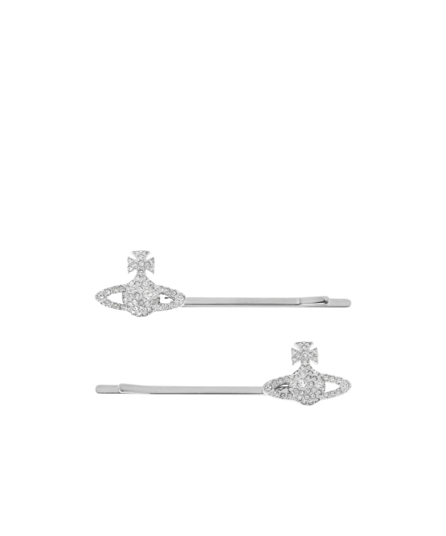 Vivienne Westwood Crystal Decorative Hair Clip In White