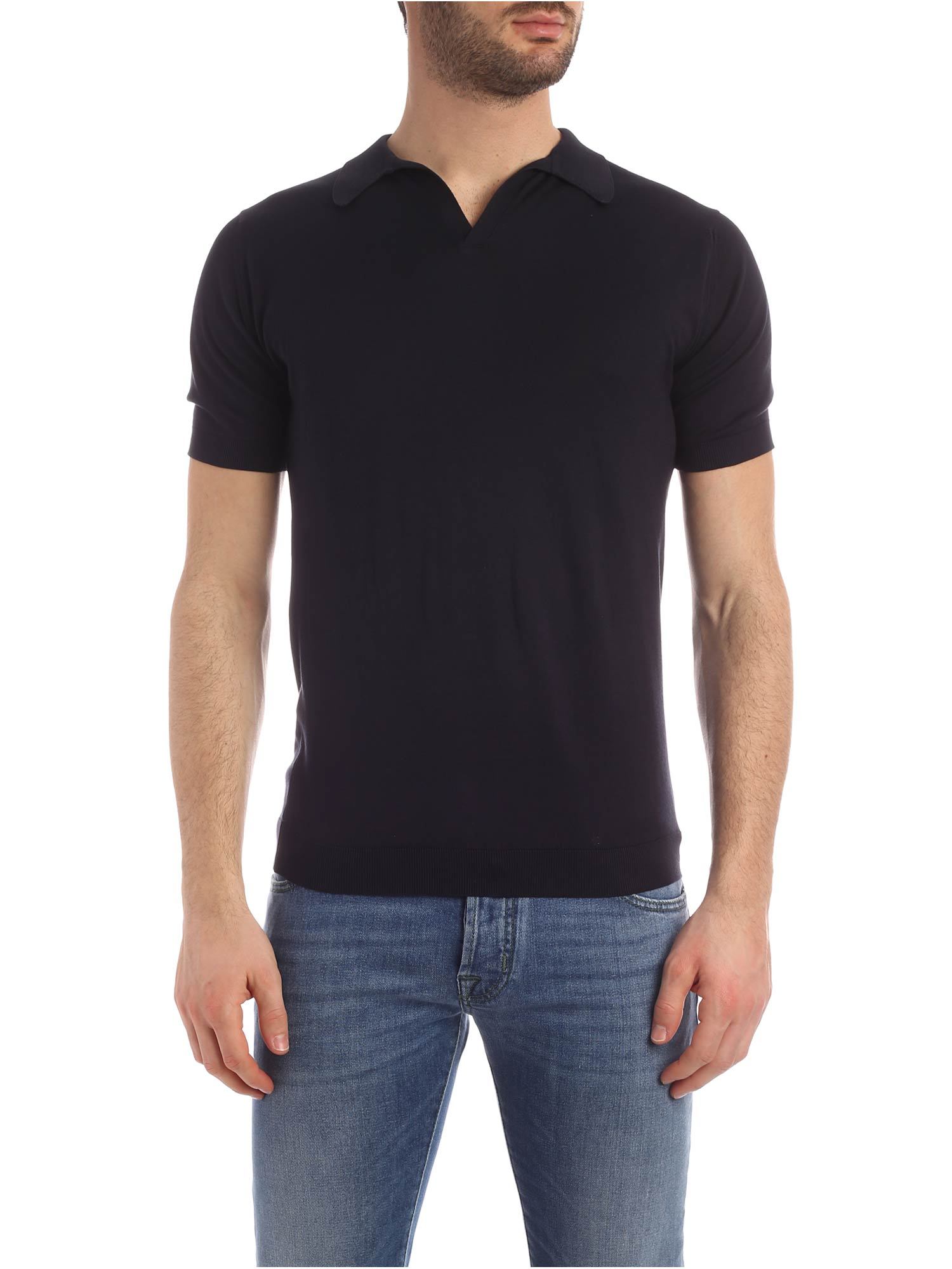John Smedley Noah Skipper Collar Shirt Ss In Black