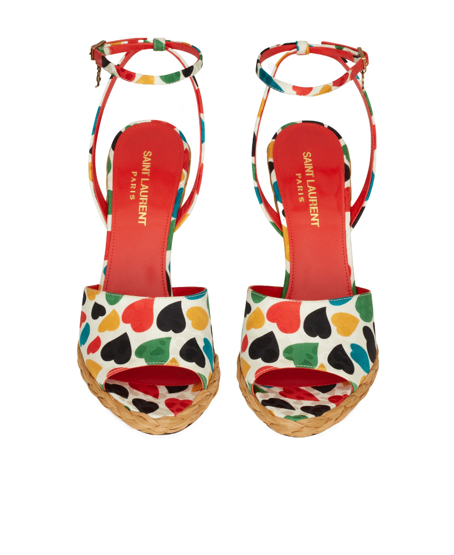 Saint Laurent Paloma Wedge Espadrille Sandals In Multicolor