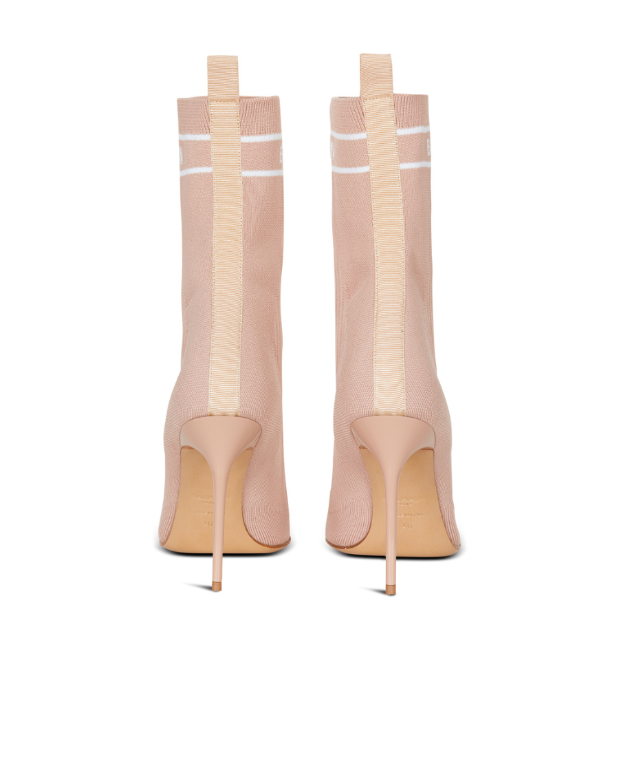 Shop Balmain Stretch Knit Skye Ankle Boots In Nude