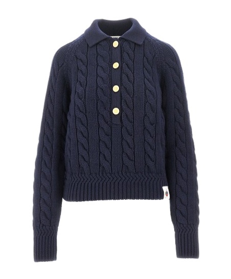 Bally L Cable Knit Sweater In Blue