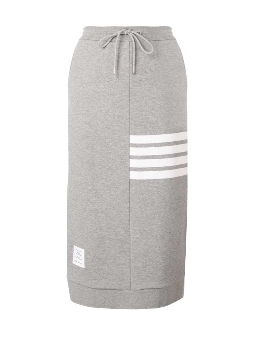 Thom Browne Light Grey Classic Loopback Jersey Engineered 4-bar Stripe Drawstring Sack Skirt In Gray