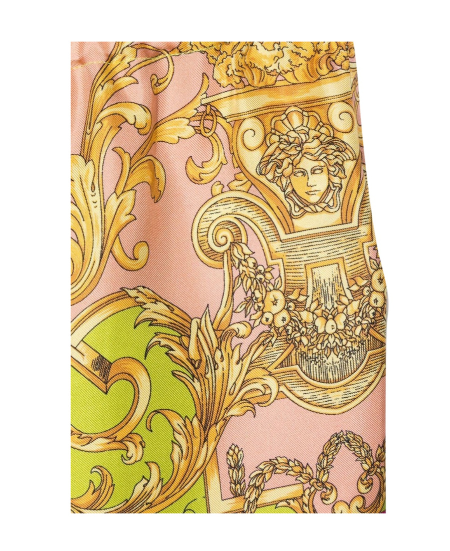 Shop Versace Baroque-print Wide-leg Trousers In Nude