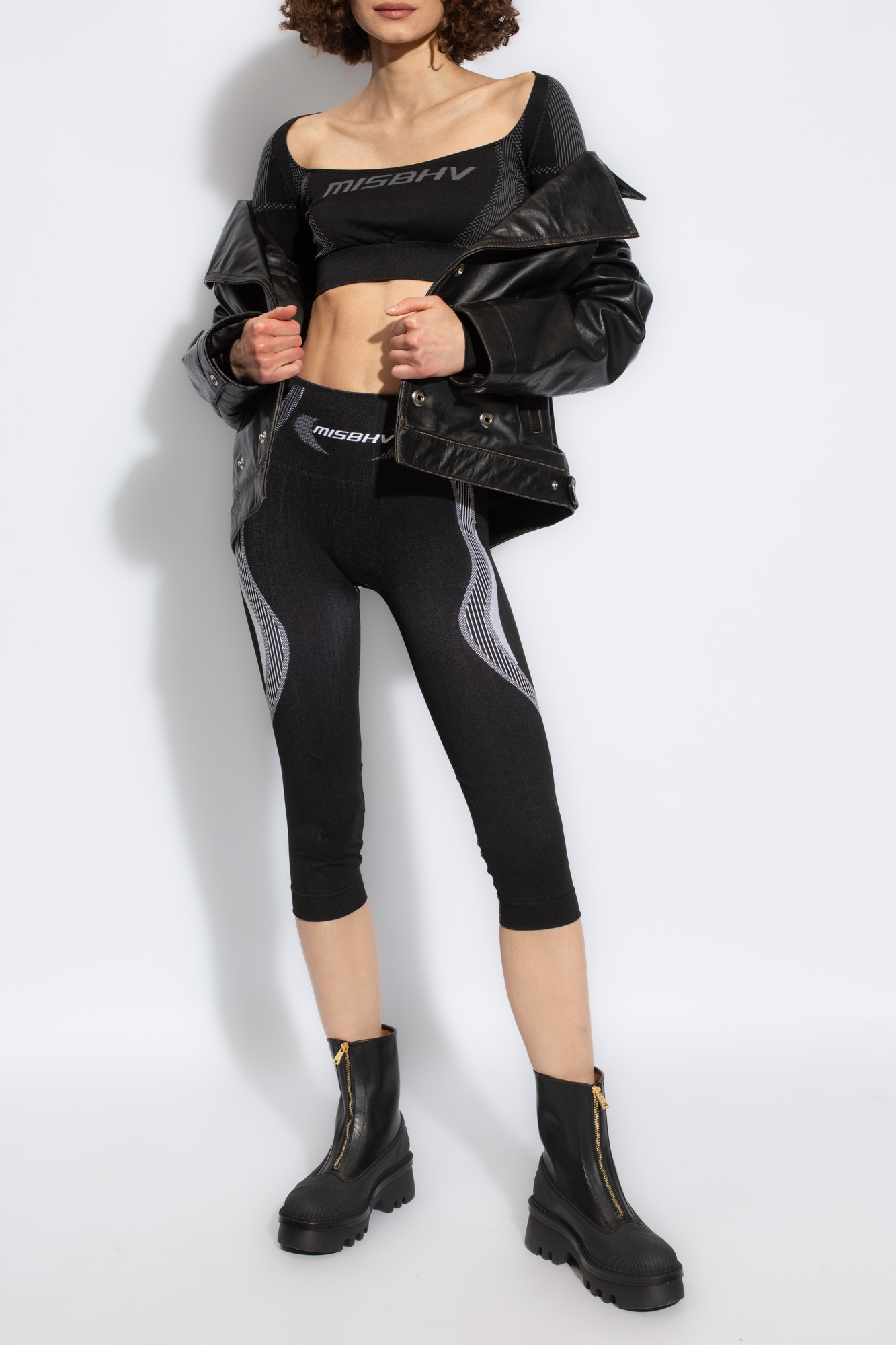 Misbhv Long Sleeved Cropped Sports Top In Black