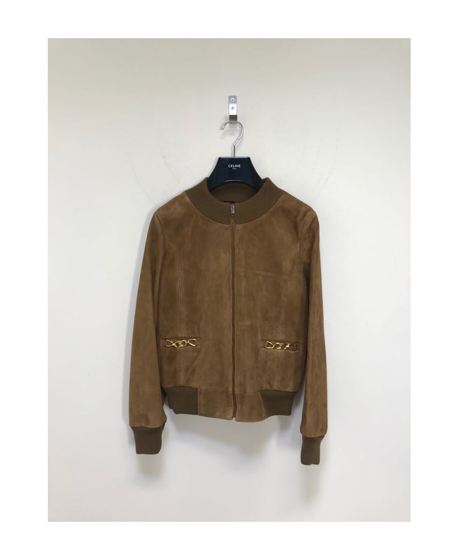 Celine Rectangle Blouson In Suede In Brown
