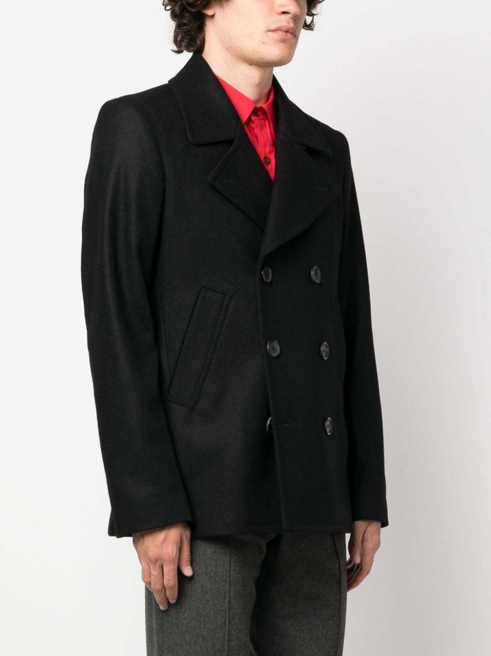 Ps By Paul Smith Double-breasted Wool-blend Coat In Black