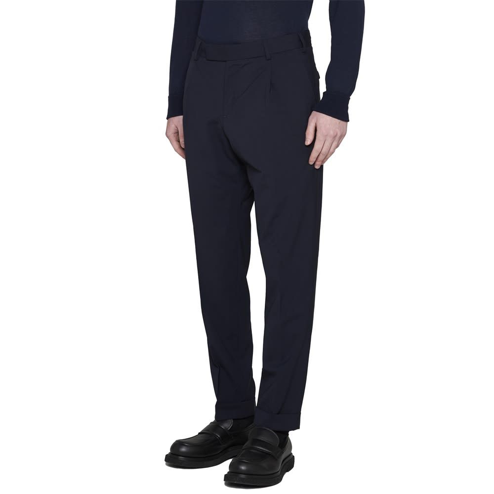 Pt Torino Mid-rise Tailored Trousers With Pleats And Buttoned Pockets In Black