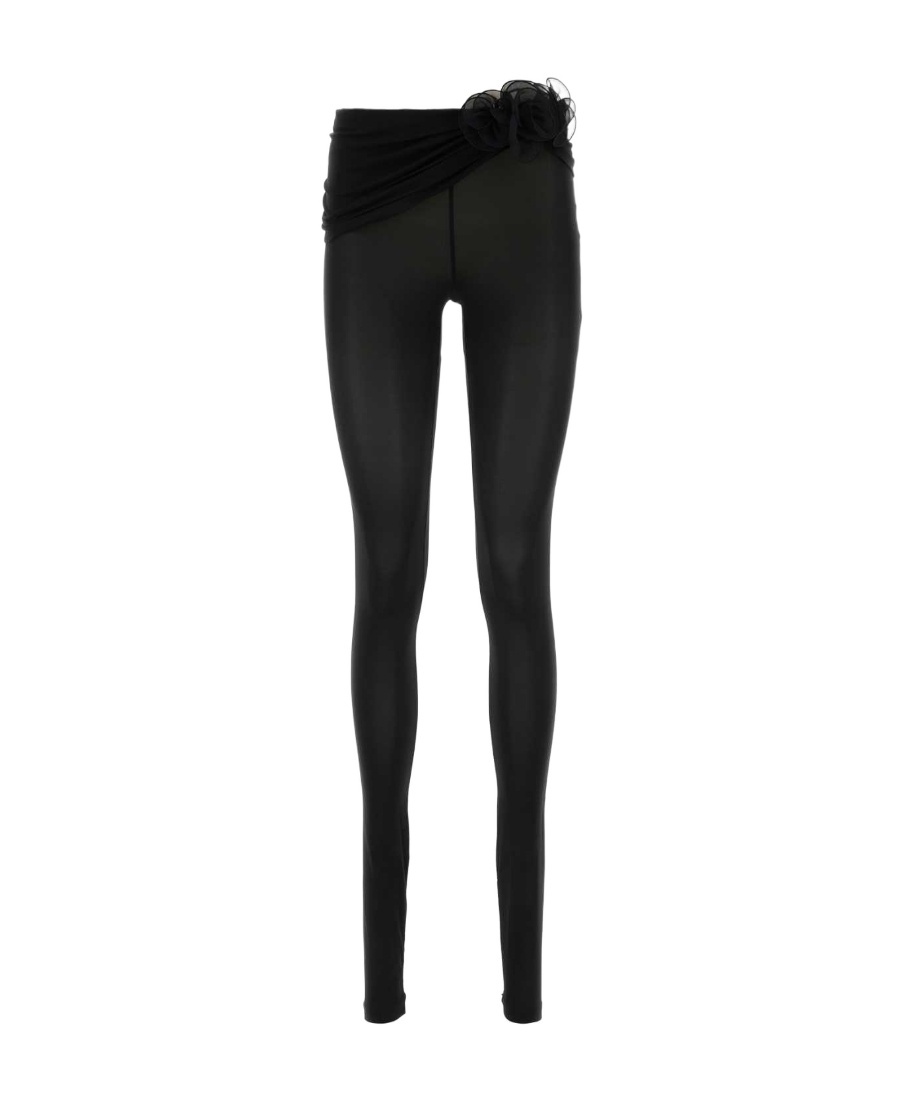 Shop Magda Butrym Floral-appliqué Leggings In Black