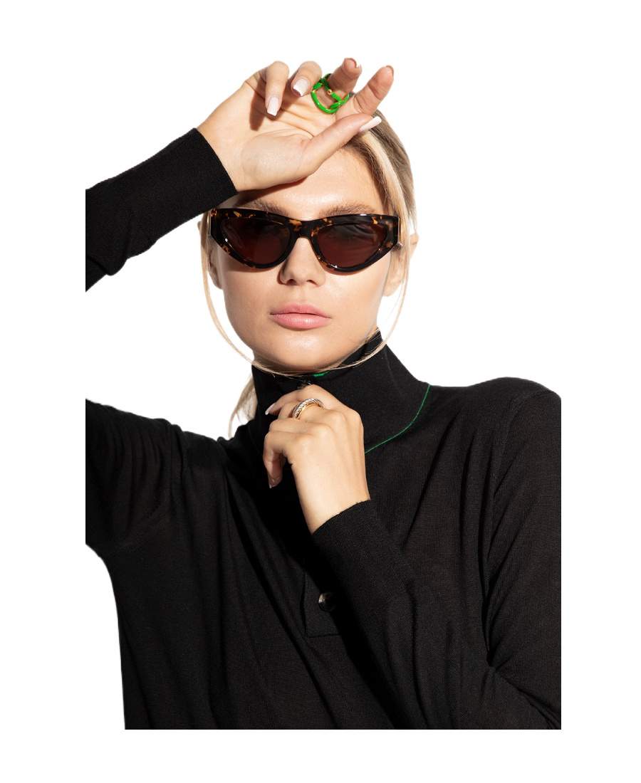 Bottega Veneta Womens Brown 6j000421 Bv1265s Cat Eye-frame Acetate Sunglasses In Black