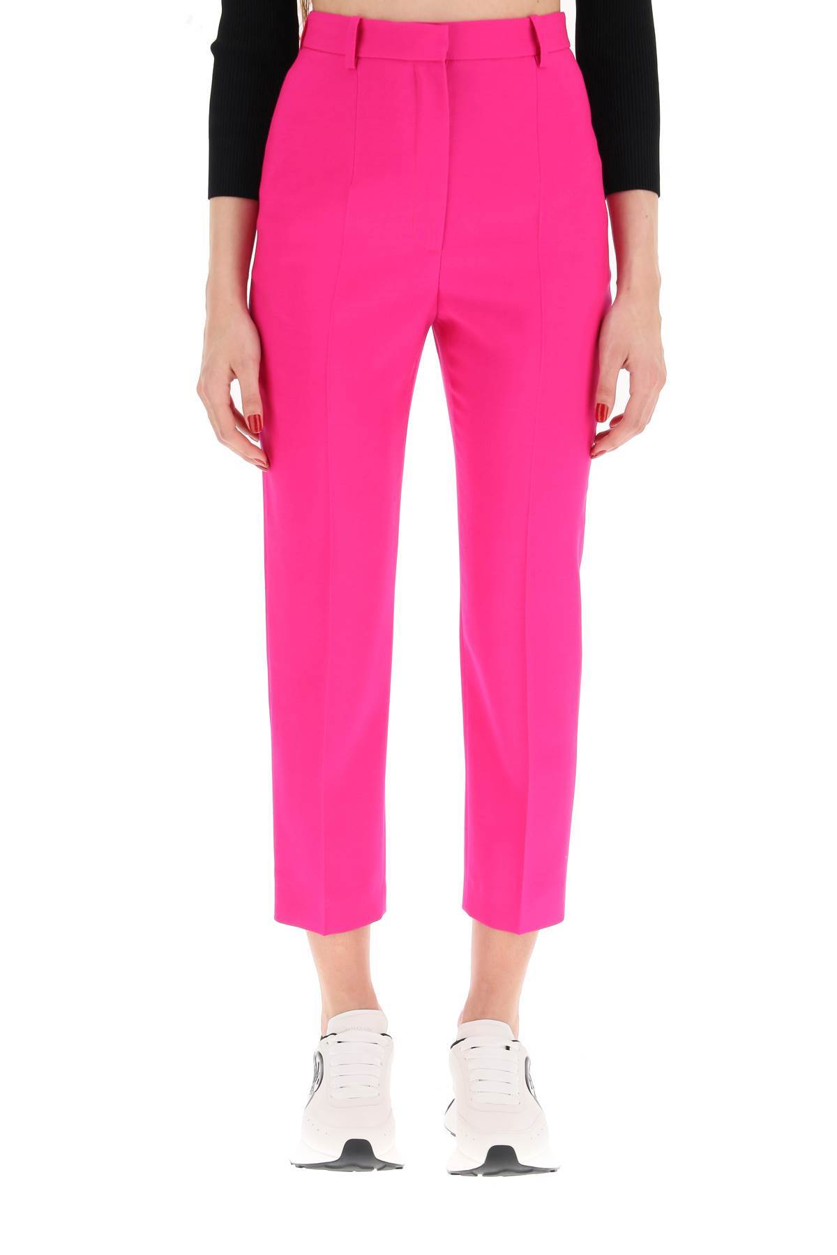 Alexander Mcqueen Tailored Cropped Trousers In Pink