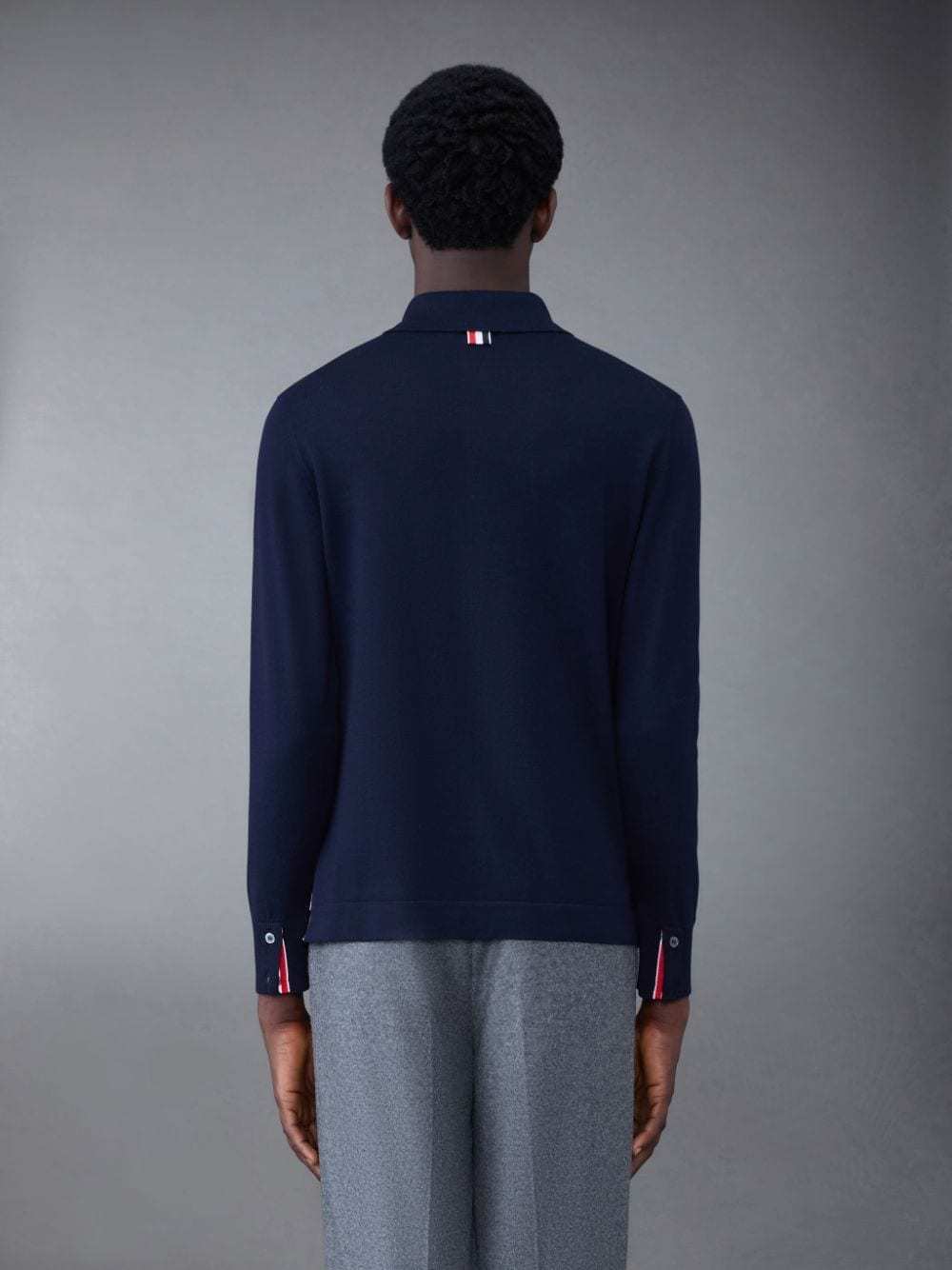 Shop Thom Browne Contrasting Stripe-trim Knit Cardigan In Blue