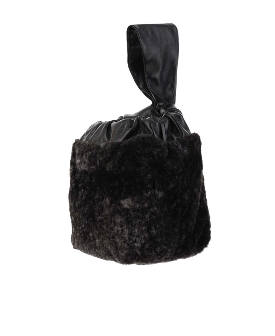 Jil Sander Leather And Shearling Bag In Black