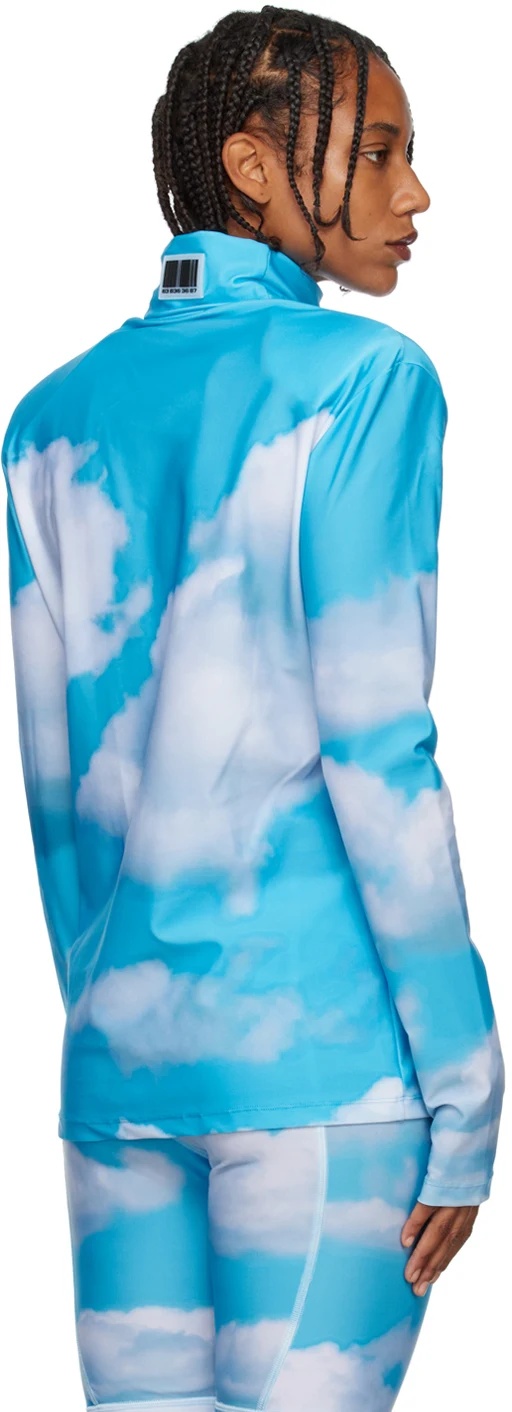 Vtmnts Cloud-print High-neck Top In Blue